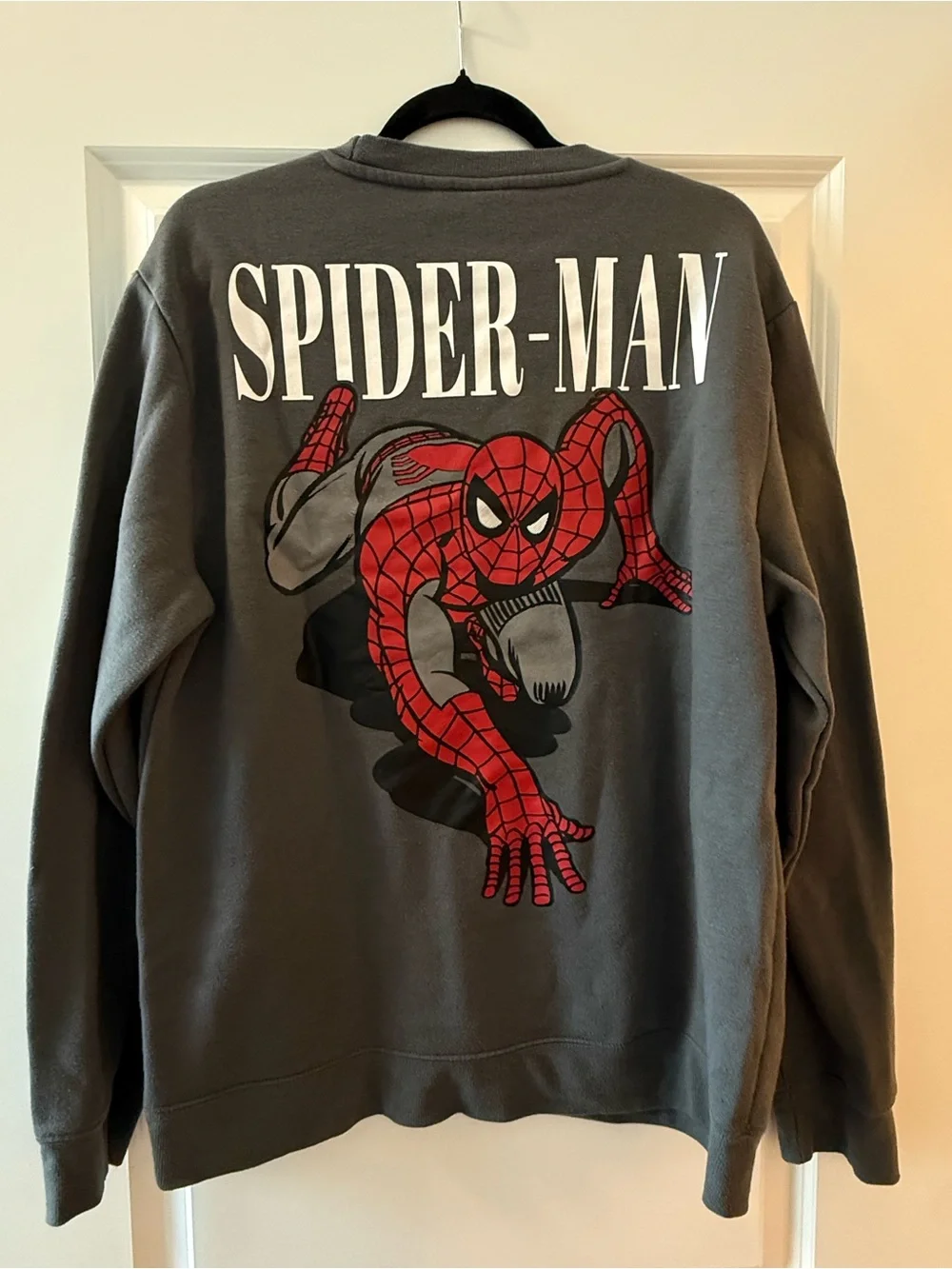Marvel Spider-Man Gray Crewneck with Red Logo Accents